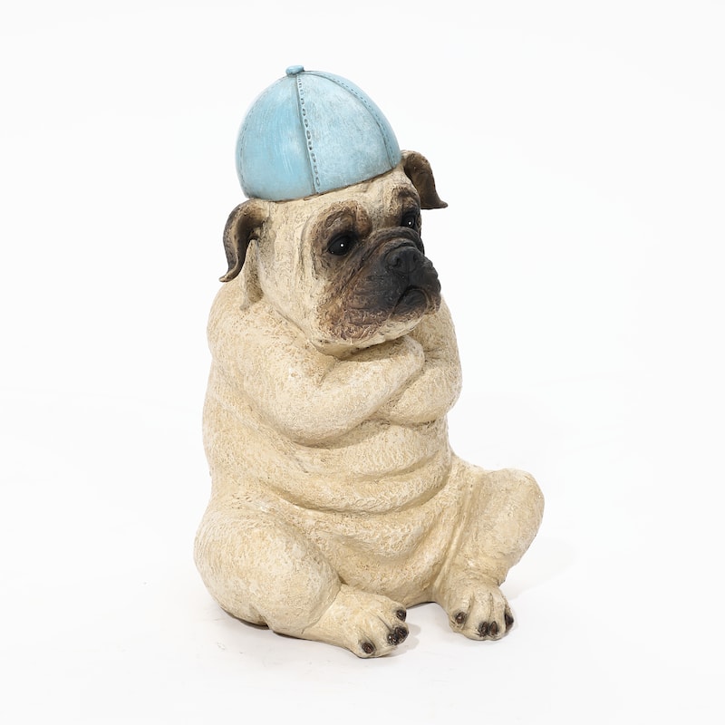 Baseball Fan Puppy Dog with Skateboard Sculpture Resin Statue, Indoor and Outdoor
