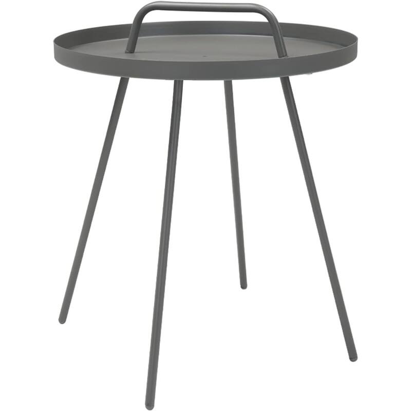 Outdoor Coffee Table with Handle, Weather Resistant Outdoor Portable End Table Millie 17-in Steel Round Side Table