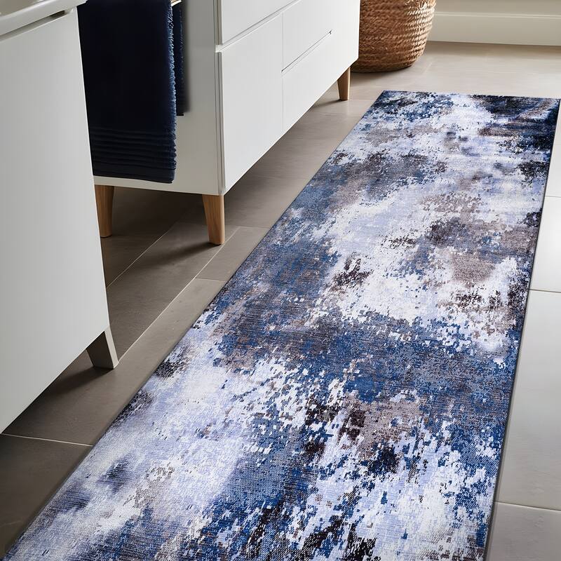 Beverly Rug Queen Abstract Non-Slip Rubber Back Washable Indoor Area Rug