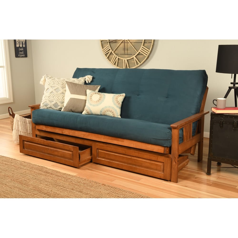 Porch & Den Kern Full-size Storage Futon Set with Suede Mattress