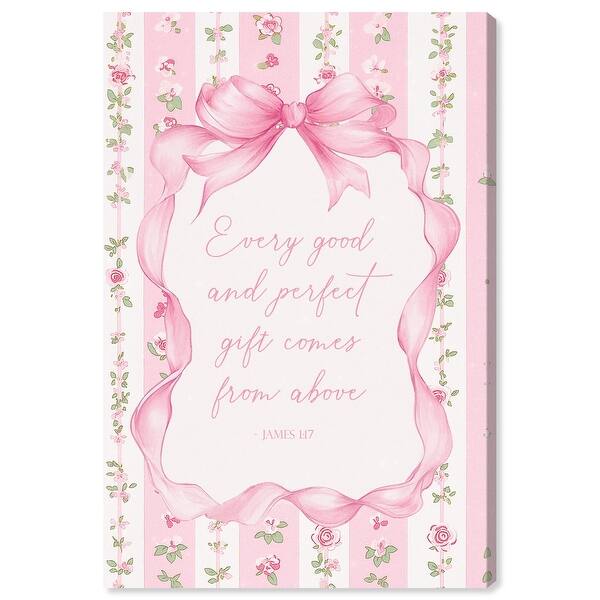 slide 2 of 17, Good and Perfect Gift Bow Canvas by Art Remedy, Gallery Wrapped 10" x 15"