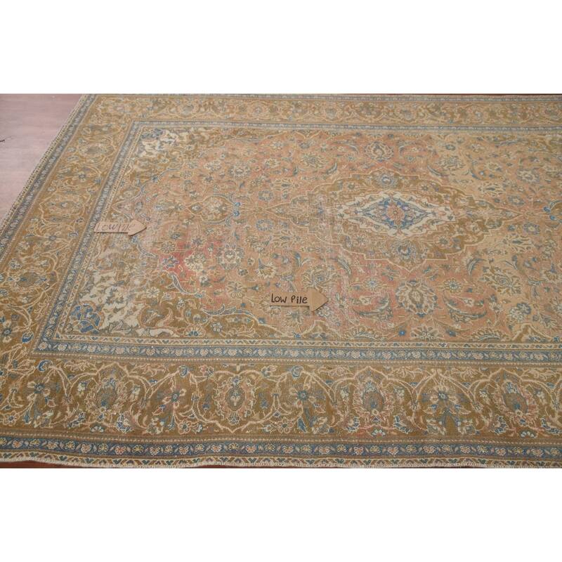 Hand Knotted Oriental 100% Wool Carpet Traditional Floral Oranges & Rust Kashan Area Rug - 9' 11'' X 6' 3''