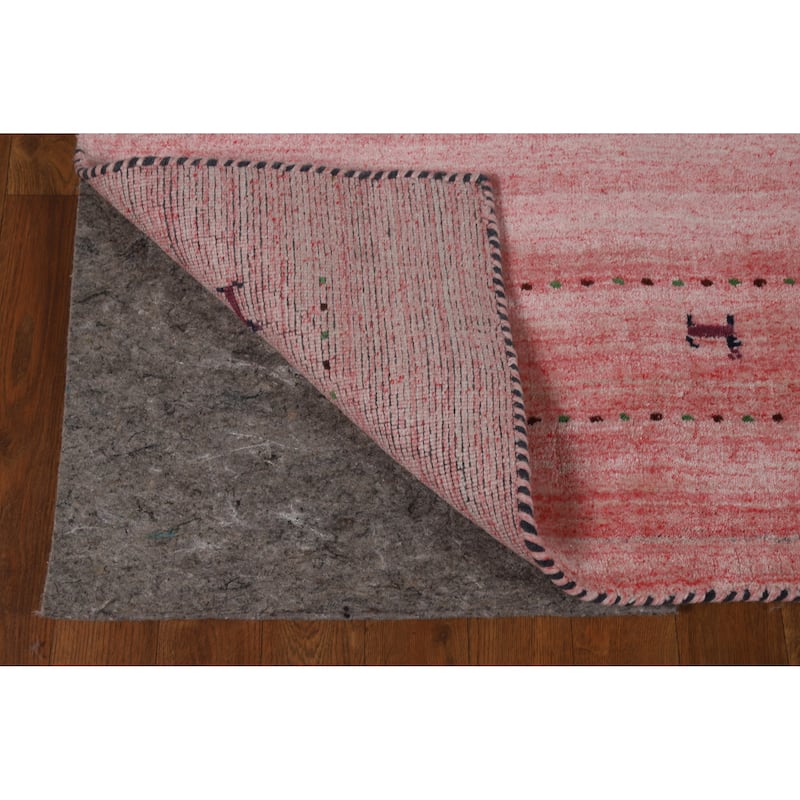 Tribal Pink Gabbeh Indian Area Rug Handmade Wool Carpet - 5'1" x 7'10"