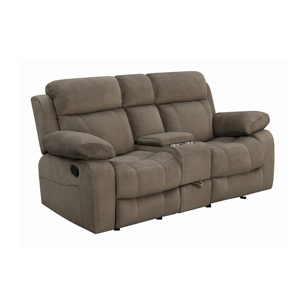 slide 1 of 5, Fabric Reclining Loveseat with Cup Holders in Mocha
