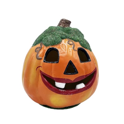 7" Schaller Jack O Lantern Teeth Paper Mache Halloween Candy Container