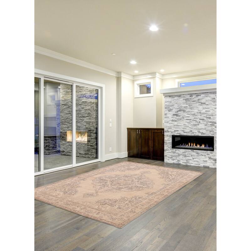 ECARPETGALLERY Hand-knotted Antalya Vintage Khaki Wool Rug - 6'7 x 9'10