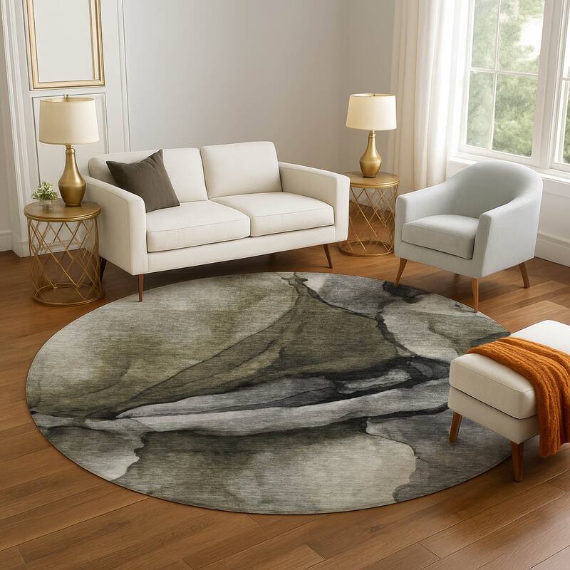Premium Washable Super Soft Abstract Modern Mayfield Rug - Gray - 8' x 8'