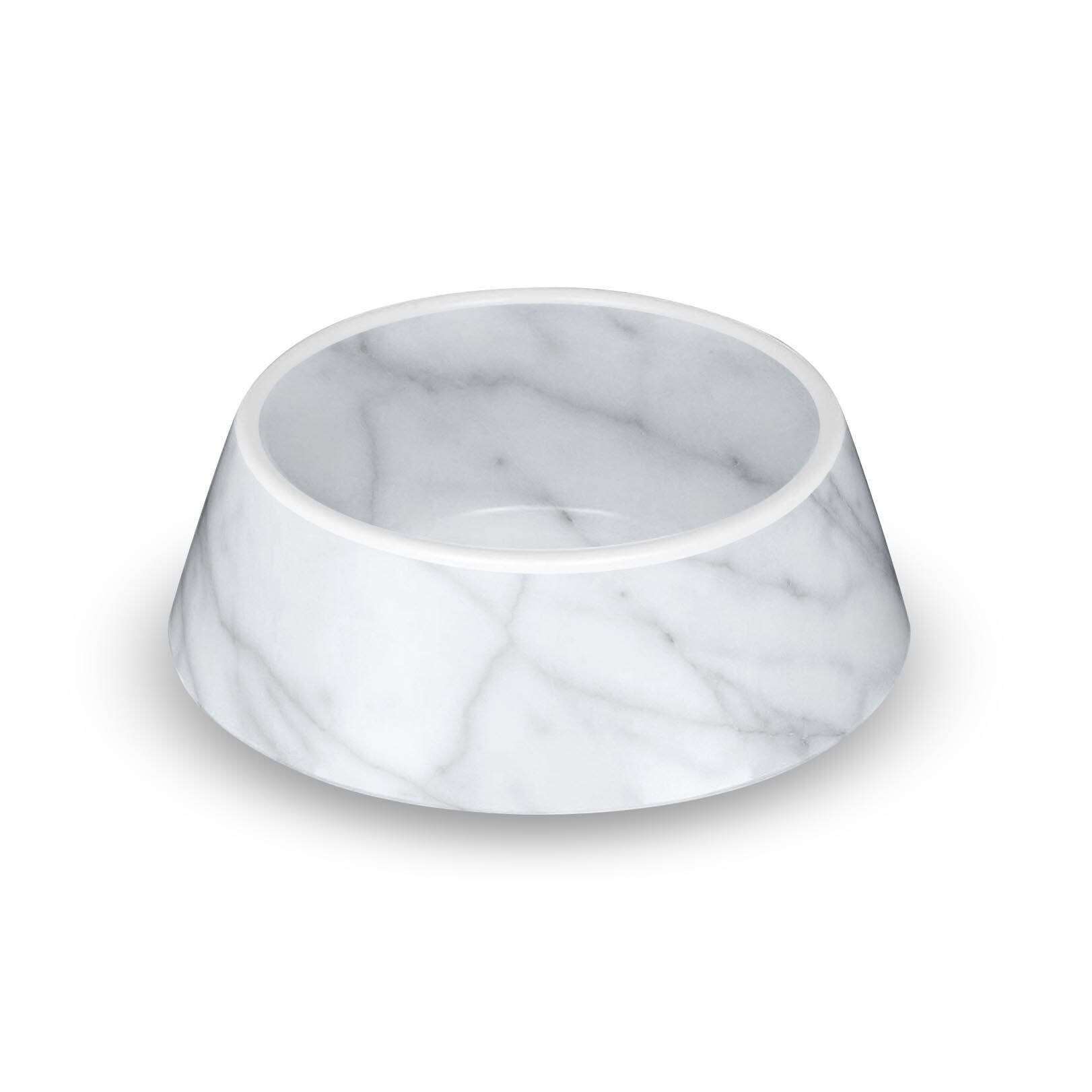 Shop Carrara Marble Dog Bowl By Tarhong Medium Free Shipping