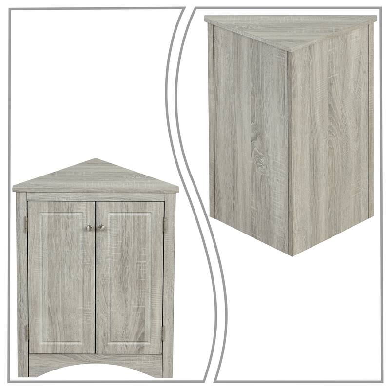 Modern Stylish Triangle Corner Storage Cabinet with Two Adjustable Internal Shelves