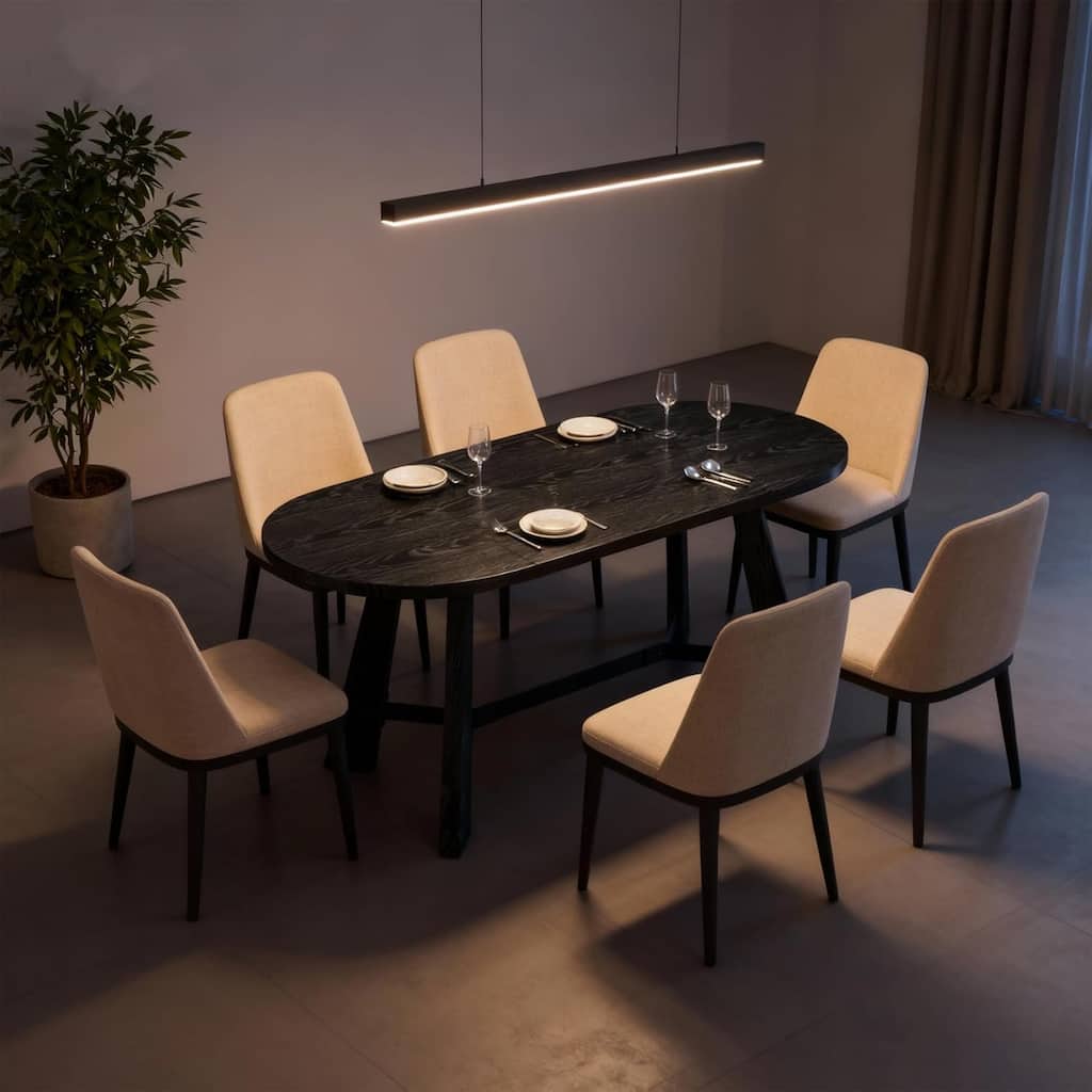 WESOME 70.87" Rustic Oval Dining Table for 6-8 People Wood Kitchen Table Dinner Room Table with Sturdy Tapered Legs