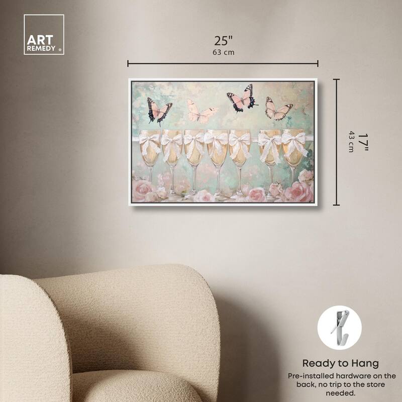 Champagne Mint and Pink Glass Canvas by Art Remedy