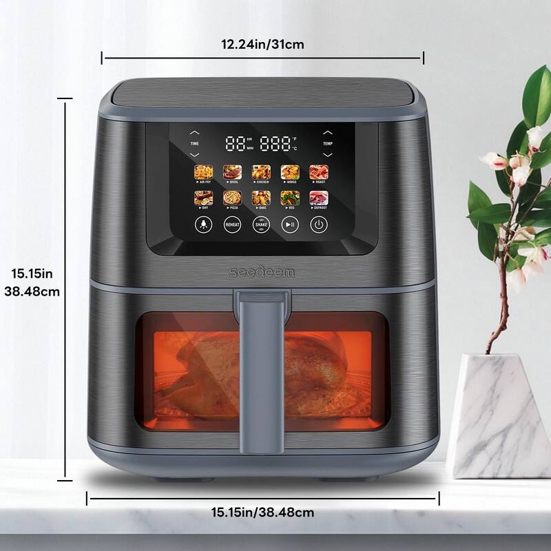 Air Fryer with Color LCD Display Touchscreen with ClearCook Cooking Window,Broil,Roast,Dehydrate,Bake