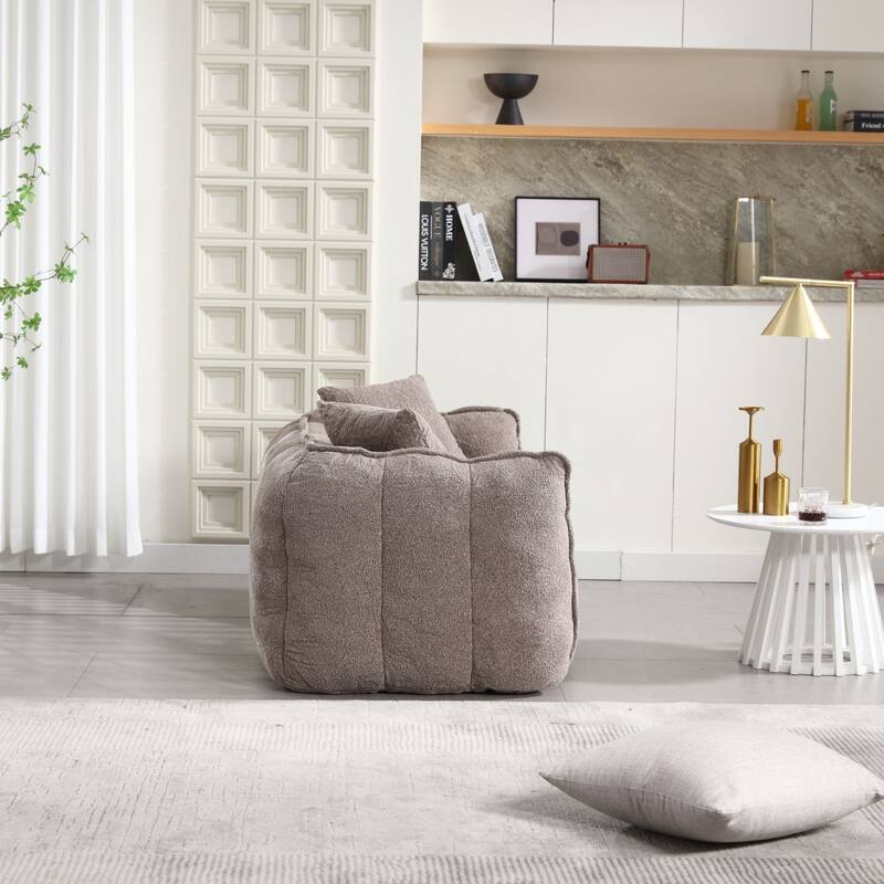 Soft Bean Bag Chair for Adults, Cozy Lazy Bean Bag Sofa, 2 Seat with Armrests for Home