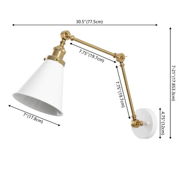 dimension image slide 5 of 14, Rover 7" Adjustable Arm Metal LED Wall Sconce by JONATHAN Y