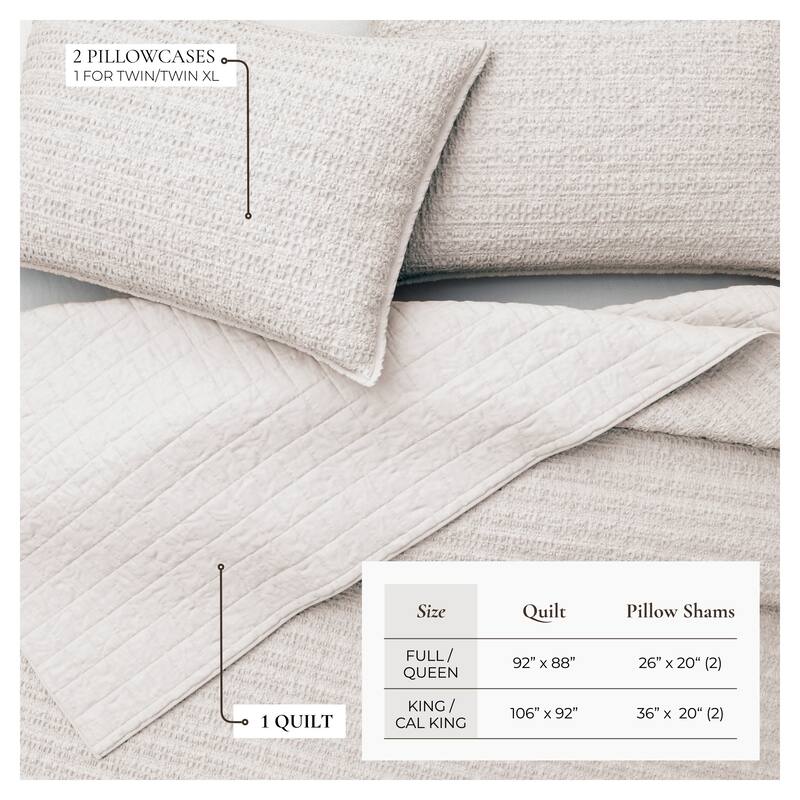 Linery & Co. 100% Cotton Honeycomb Waffle Garment Washed Quilt Set.