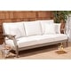 preview thumbnail 5 of 35, SAFAVIEH Couture Martinique Solid Wood Indoor/Outdoor Patio Sofa - 83 IN W x 36 IN D x 33 IN H Light Grey/Beige