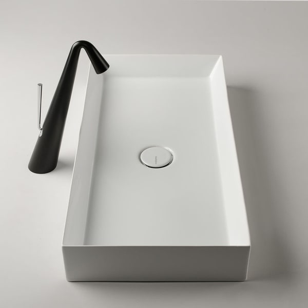 WS Bath Collections TRACK 70.35 Track 27-3/5" Ceramic Vessel Bathroom Sink - Gloss White