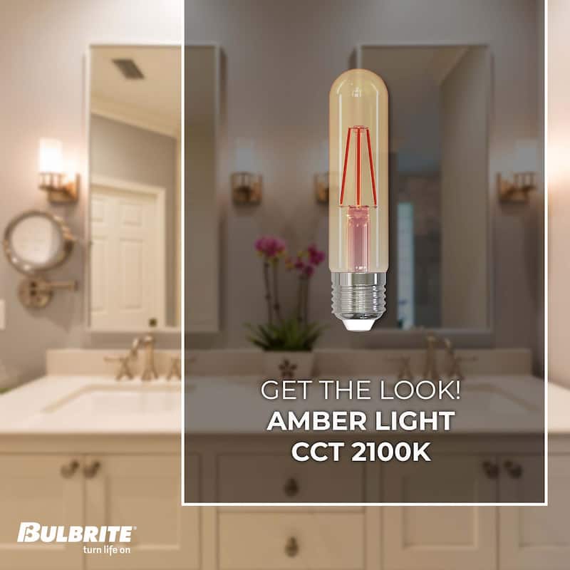 Bulbrite Pack of (2) Dimmable Antique Filament T9 Medium (E26) LED Bulb