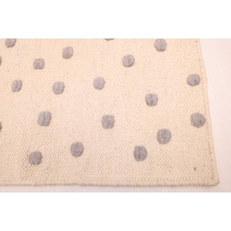 ECARPETGALLERY Flat-Weave Nevada Cream Wool Kilim - 4'0 x 5'9