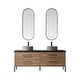 preview thumbnail 5 of 79, Trento Bath Vanity with Sintered Stone Top with Concrete Sink (R) 72 in. - North American Oak-With Mirror