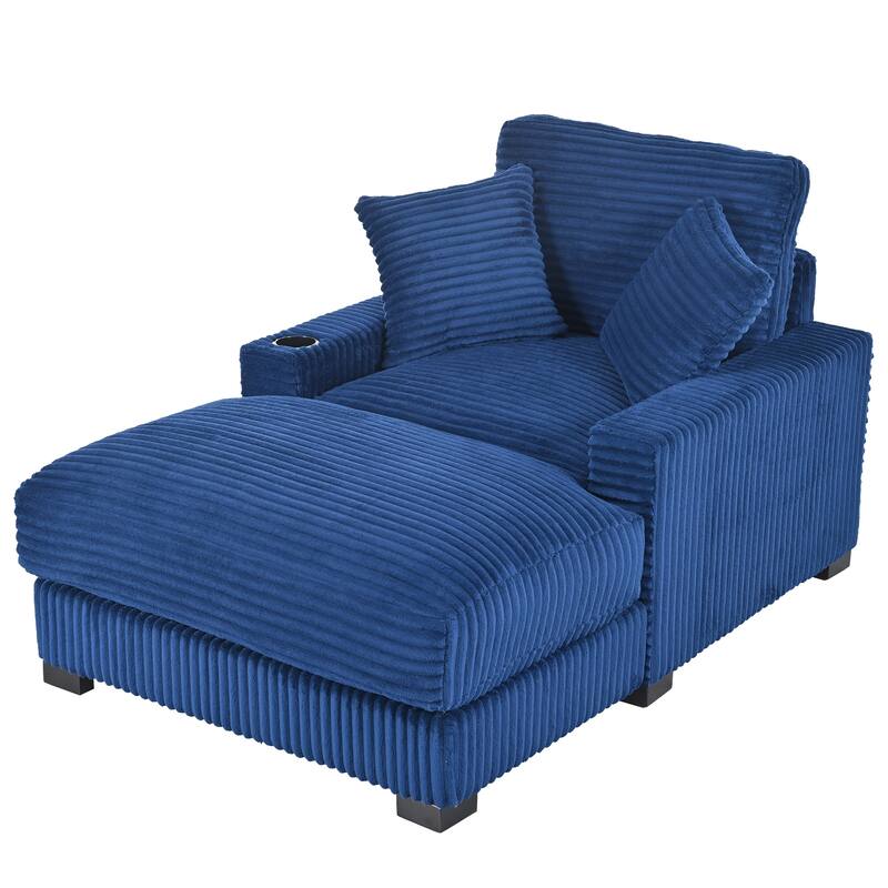 GDFStudio - Polyester 1-Seater 40.9"W Chaise Lounge with Tufted Back and Arm