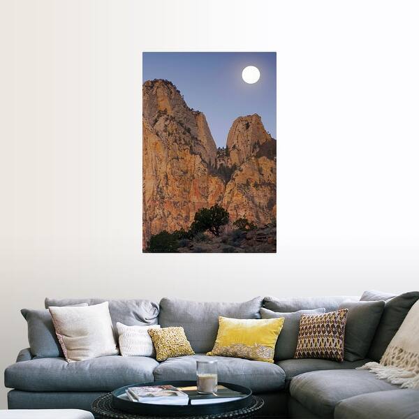 Shop Full Moon Setting Over The Towers Of The Virgin Zion National Park Utah Poster Print Free Shipping On Orders Over 45 Overstock 16496272