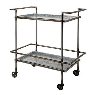 30.7x17.1x34.6" Galvanized Metal Bar Cart in Gray & Black