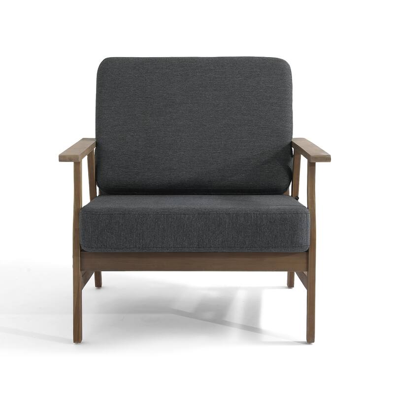 Modern Wood Cushioned Outdoor Patio Sofa Loveseat with Coffee Table