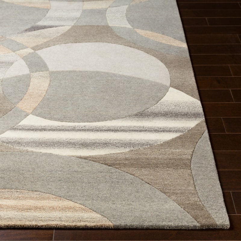 Mayflower Handmade Modern Circles Wool Area Rug