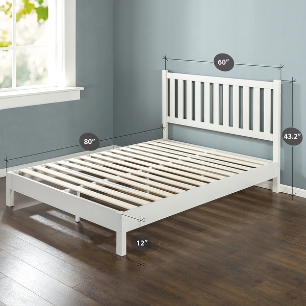 Priage By ZINUS Off-White Wood Deluxe Platform Bed Frame With Headboard ...