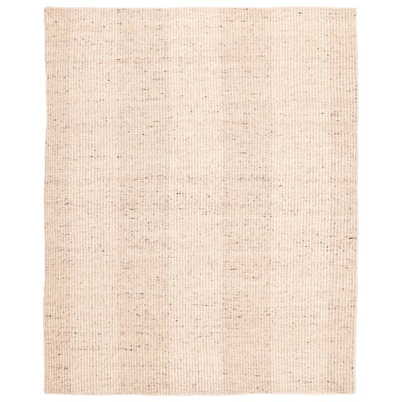 ECARPETGALLERY Hand Woven Looma Cream Wool Rug - 7'11 x 9'11