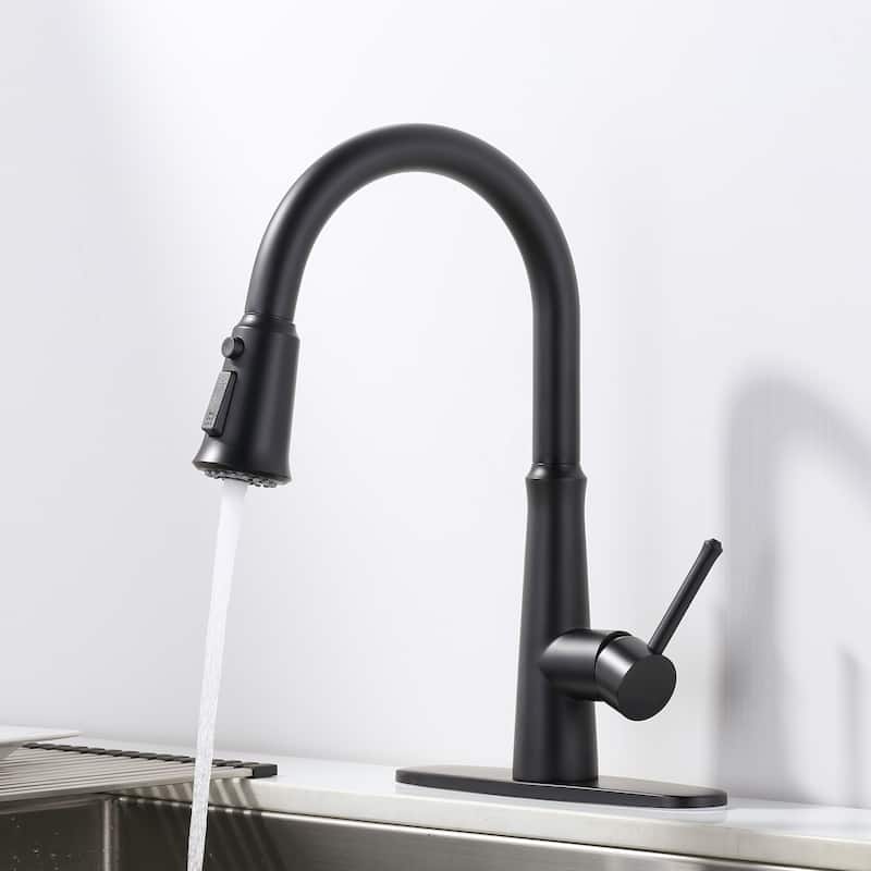 WOWOW Single-Handle Pull-Down Sprayer Kitchen Faucet Stainless Steel