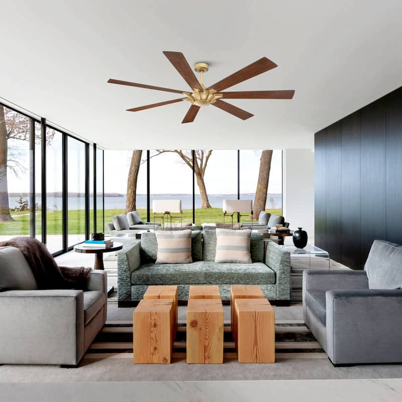 72" Wooden 7-Blade Large Outdoor Industrial DC Ceiling Fan with Remote