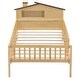 preview thumbnail 12 of 14, Twin Size Wood Platform Bed with House-shaped Headboard,LED & Storage