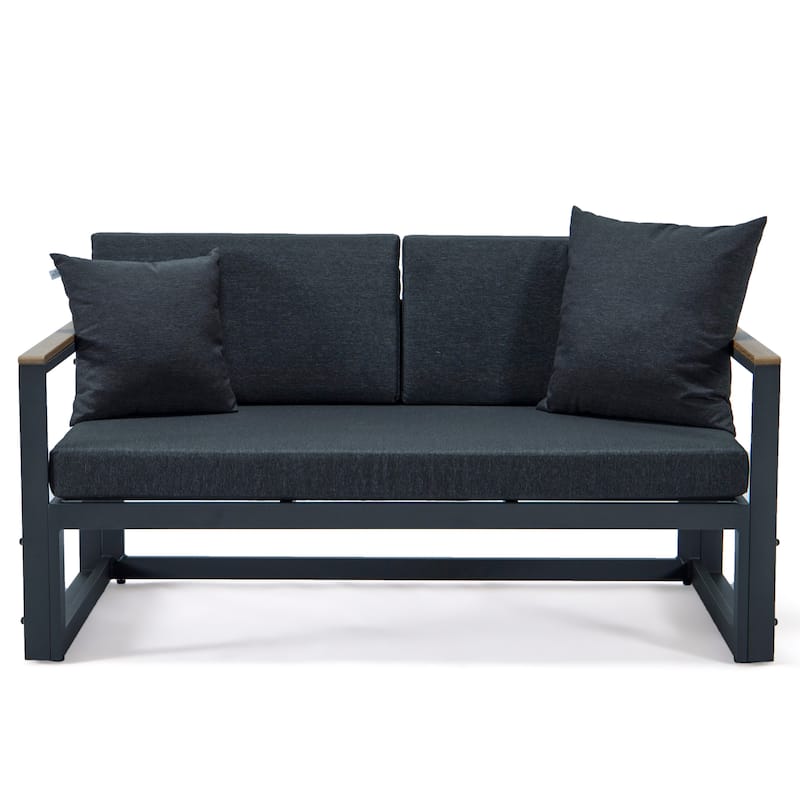 Chelsea 3-Piece Adjustable Headrest All-Weather Sectional Set in Aluminum Frame with Removable Cushion Covers for Indoor/Outdoor