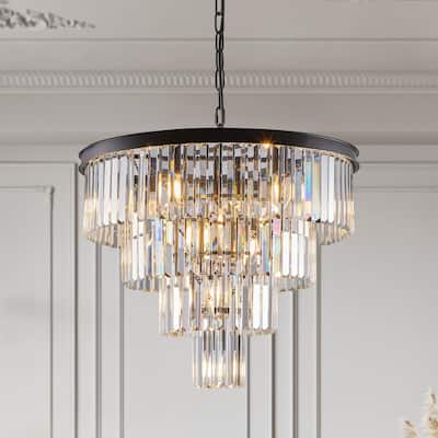 24" Contemporary Crystal Modern Chandeliers, Crystal Ceiling Chandelier Chandelier Lighting, for Dining Room Living Room Bedroom