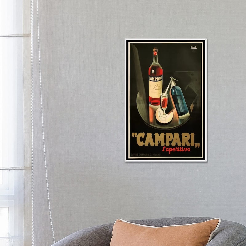 iCanvas "Campari Aperitivo Advertising Vintage Poster" by Marcello Nizzoli Framed Canvas Print