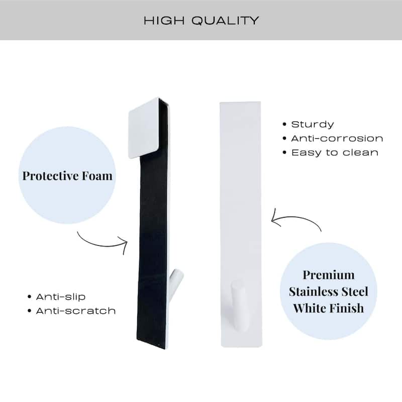 Shower Door Hooks Easy to Install for Frameless Glass Shower Doors - 7"L x 1.3"W x 0.10"D