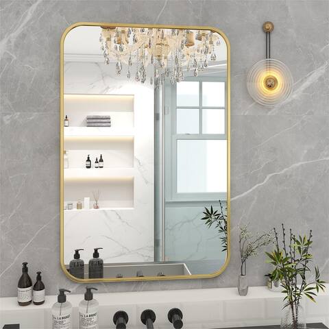 Wall Mounted Bathroom Mirror with Round Corner