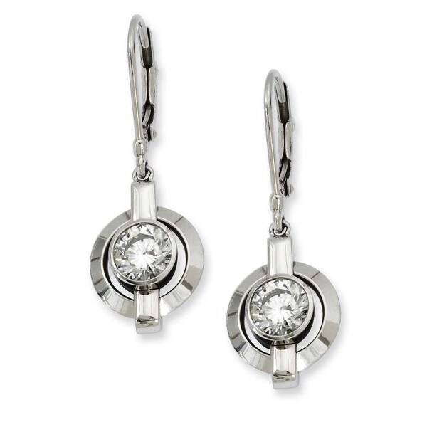 Chisel Titanium CZ Leverback Earrings