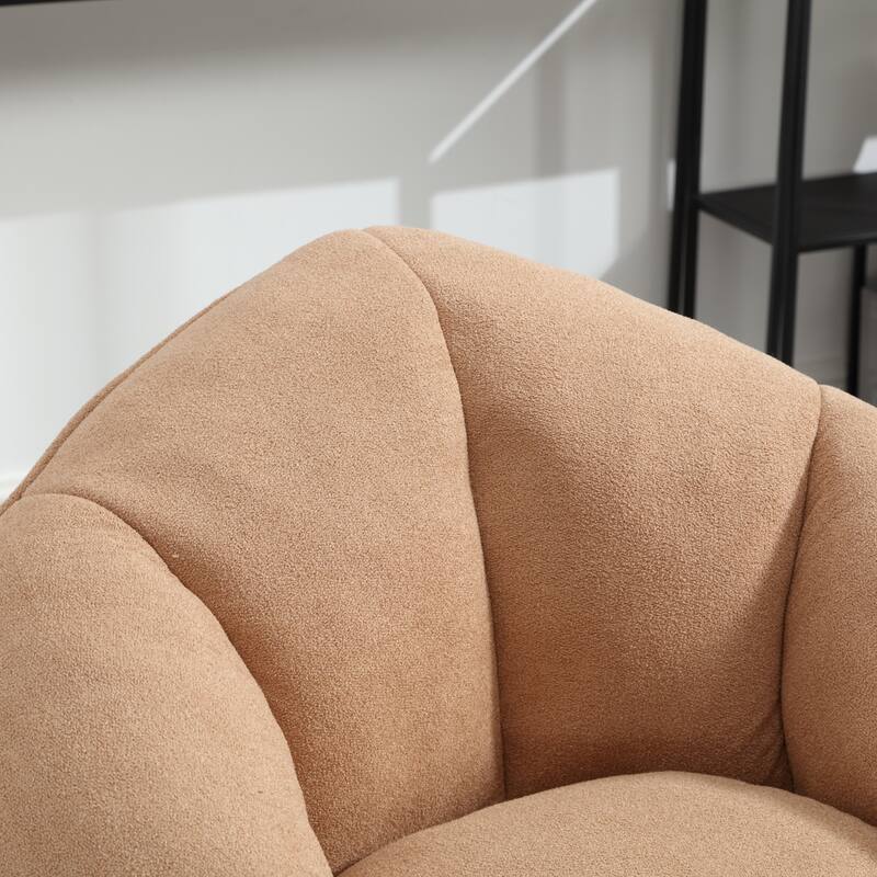 Tan Modern 40" Microfiber Upholstered Accent Chair with Ottoman and Padded Foam Padding Compressed for Living Room