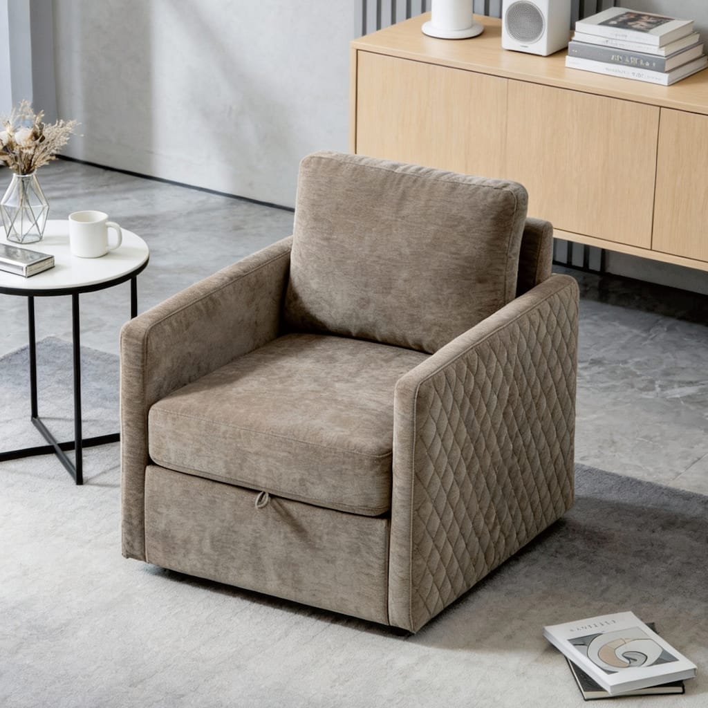 29.5"W Swivel Armchair with Hidden Storage,Accent Club Chair Single Sofa Chair with Pillow