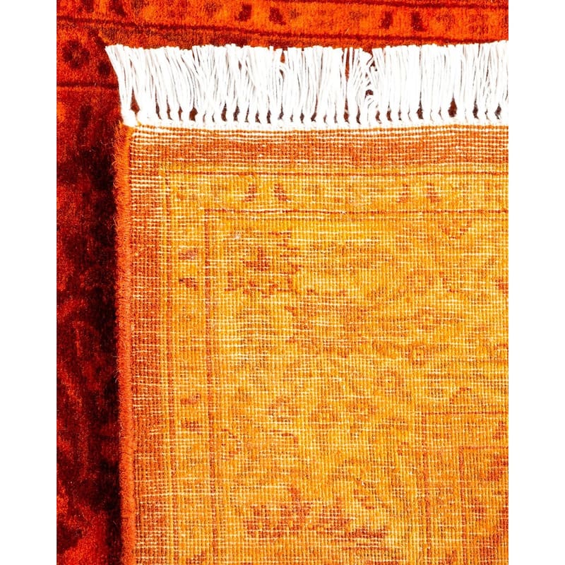 Overton Hand Knotted Wool Vintage Inspired Modern Contemporary Overdyed Orange Runner Rug - 2' 7" x 8' 5"