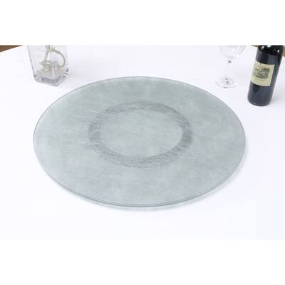 Somette Clear 24" Glass Lazy Susan with Silkscreen Design - 24" Round