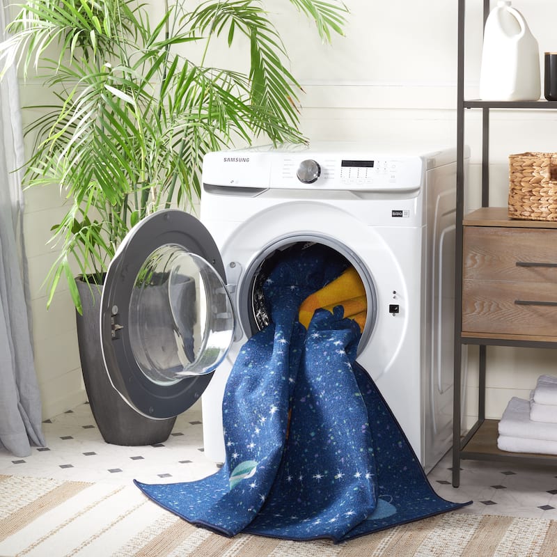SAFAVIEH Kids Playhouse Machine Washable Slip Resistant Jerrilyn Neighborhood - 2' 2" x 6' - Navy/Gold - Runner