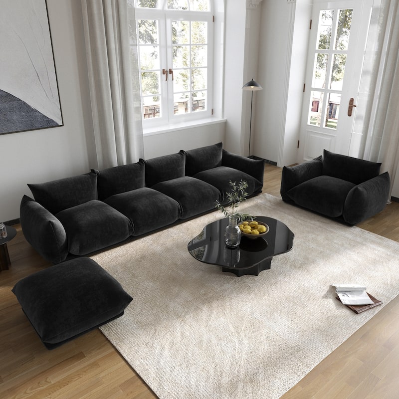 130" U-Shaped Sectional Sofa, Minimalist Chenille Modular Sofas Couches - (4+1+5)seats
