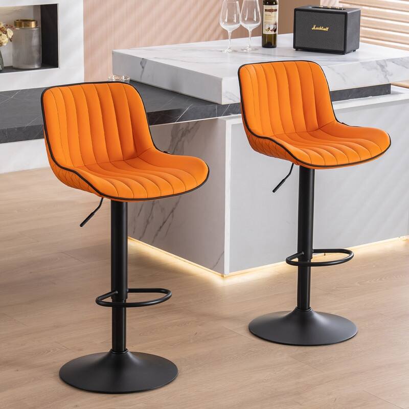 Bar Stools Set of 2, Counter Height Barstools with Back, Leather Bar Chair for Kitchen island