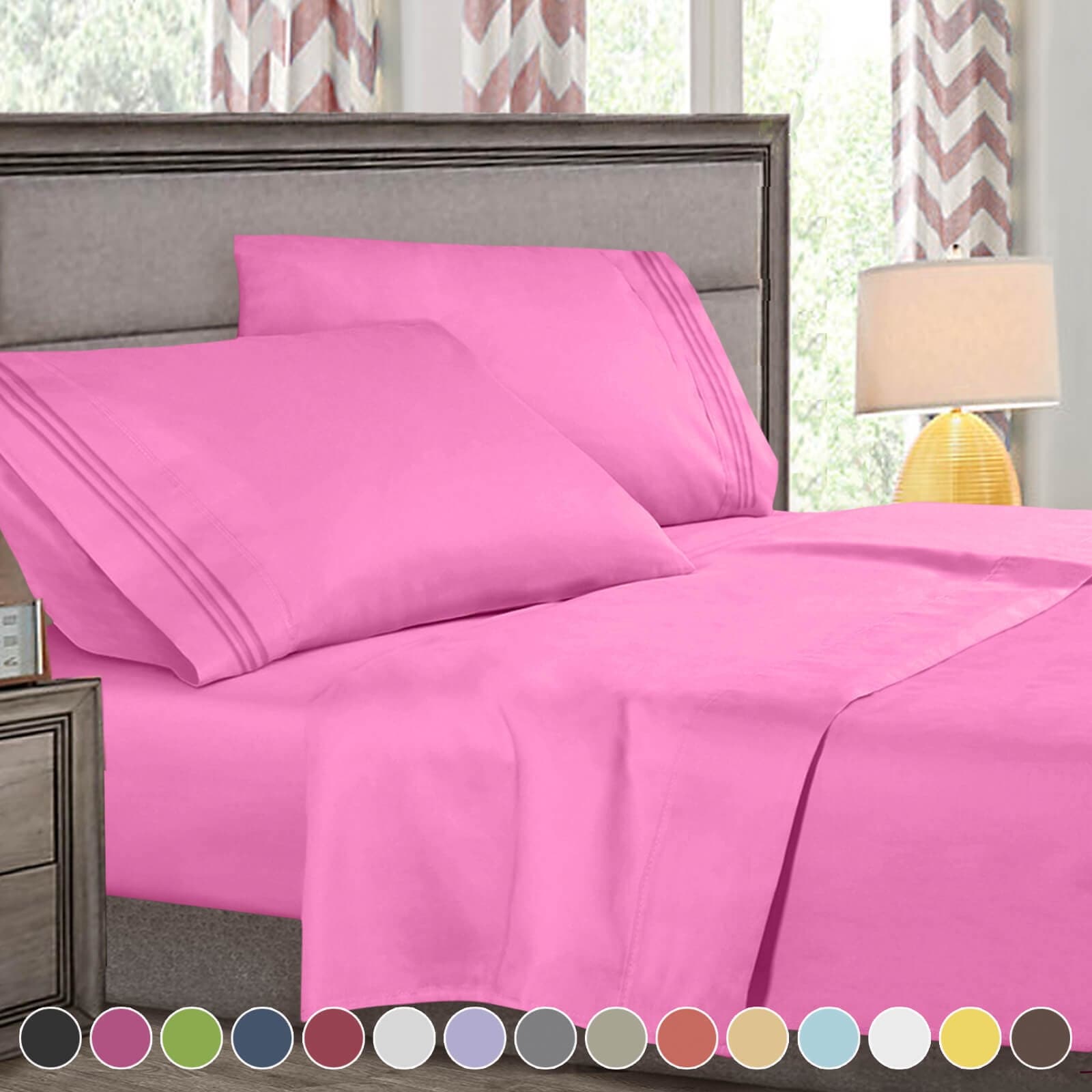 4 Pcs Deluxe Deep Pocket Bed Sheet Set in Queen Size-image