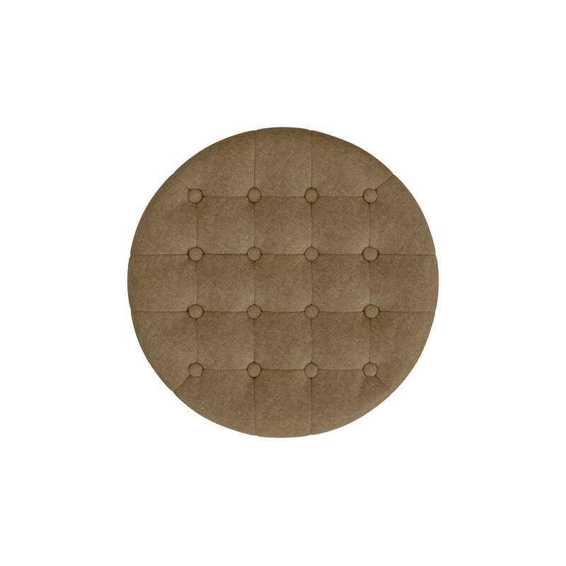 Carson Carrington Hare Button-tufted Round Storage Ottoman