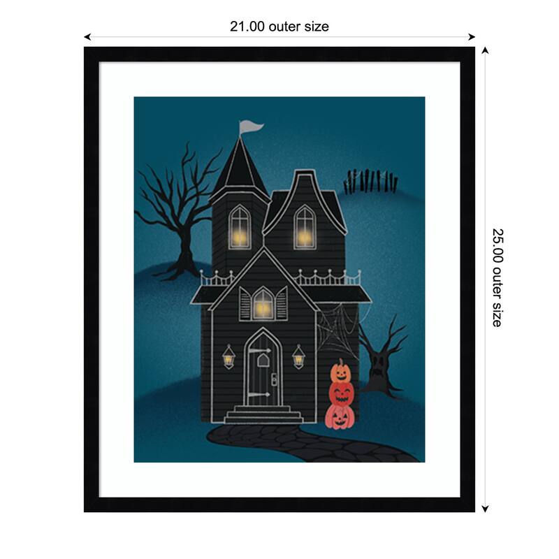 Hometown Halloween II by Softshell Studio Wood Framed Wall Art Print - Small